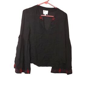 Cinq a sept Black Delicate Size Extra Small XS Top Blouse Embroidered